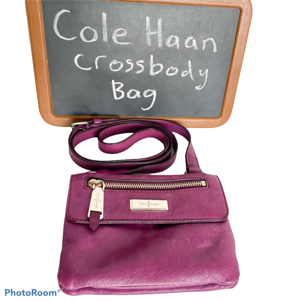 COLE HAAN Purple leather Crossbody purse